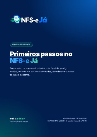 Capa do manual Primeiros passos no NFS-e Já